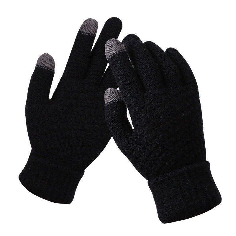 Women's Knitted Touchscreen Winter Gloves - Ribbed Cuffs