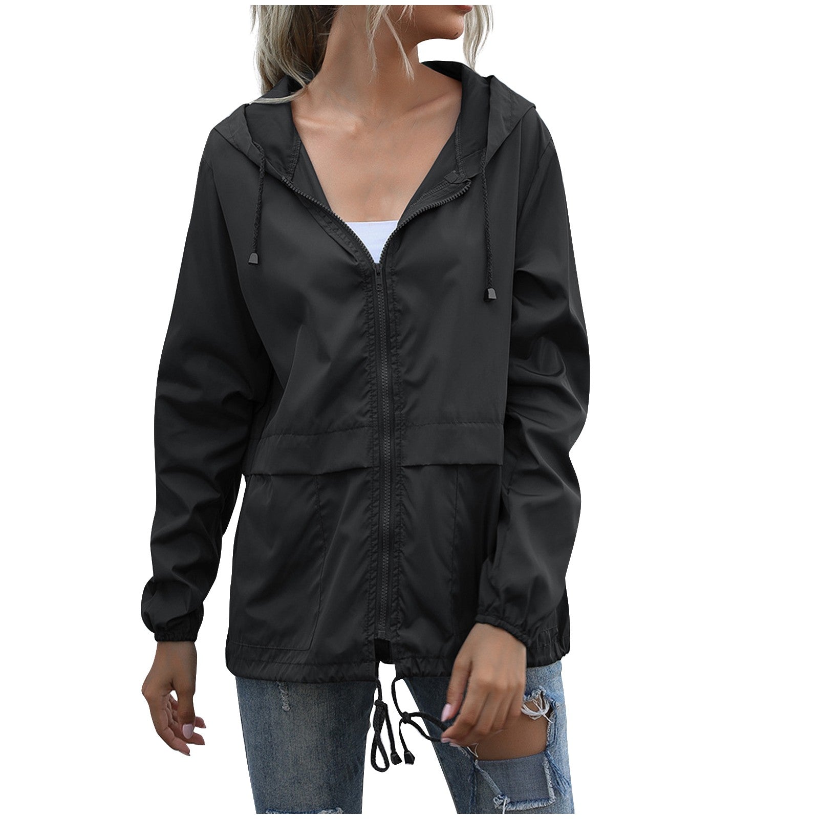 Women's Hooded Waterproof Jacket - Comfortable Outerwear