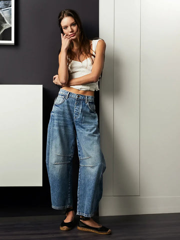 Damen-Jeans mit weitem Bein - Hohe Taille & Lockere Passform