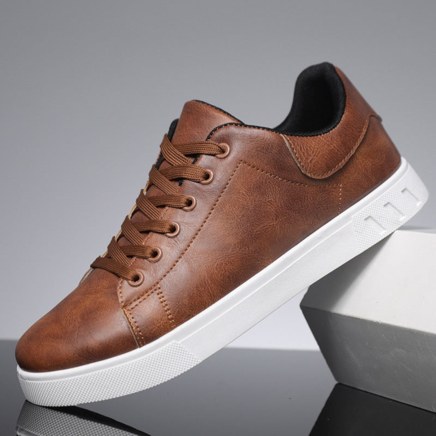 Herren-Leder-Sneaker – Low-Top mit weißer Sohle