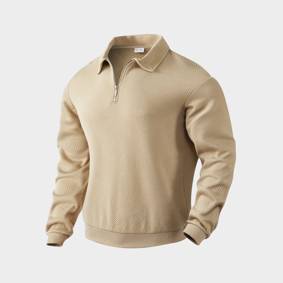 Herren Pullover mit Viertel-Reißverschluss - Geometrisches Design
