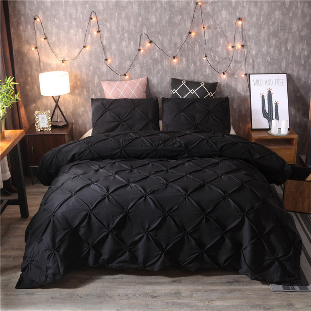 Bedding Set Ruched Look - Diamond Pleats Design