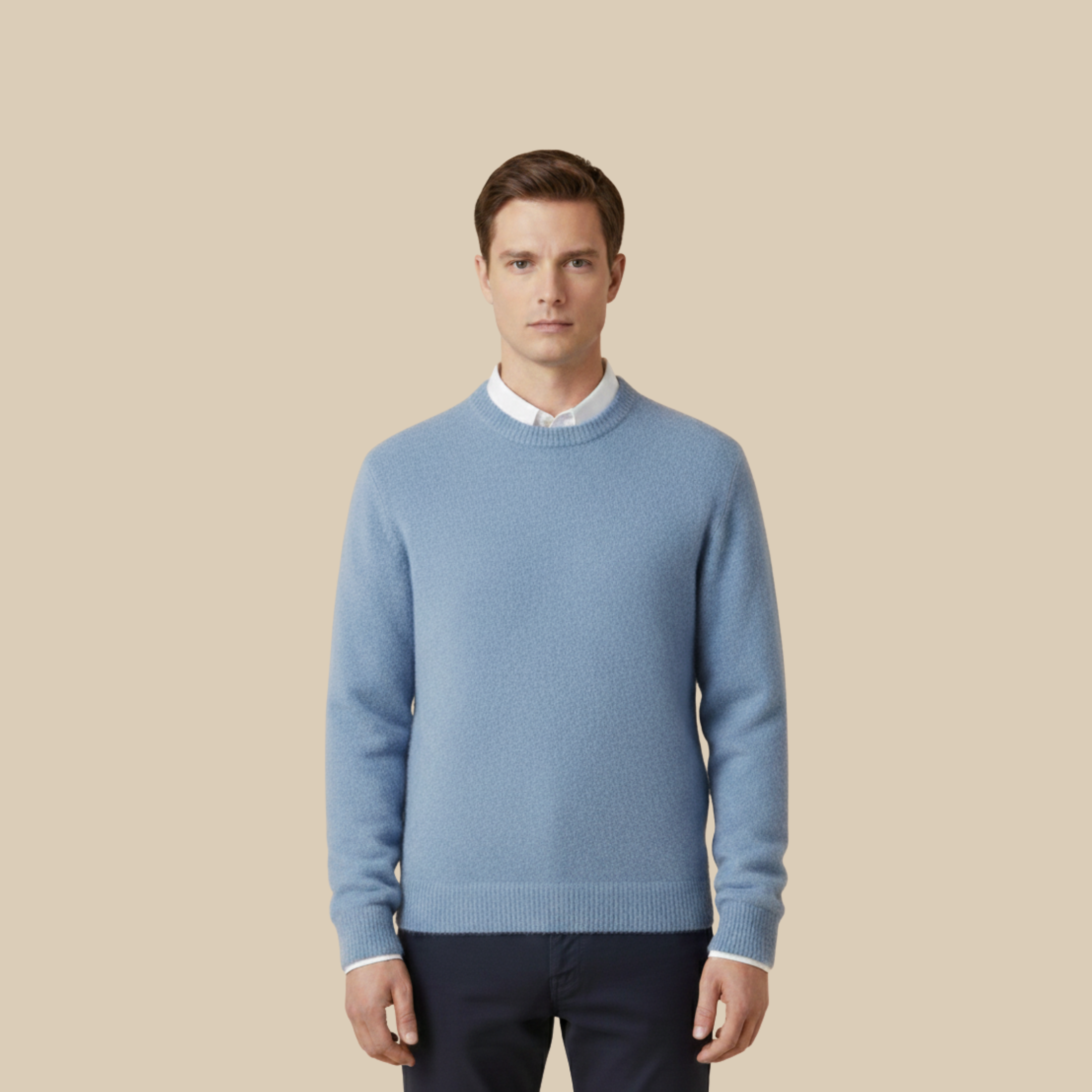 Herren Weicher Kaschmir Pullover - Gestrickter Rundhalsausschnitt