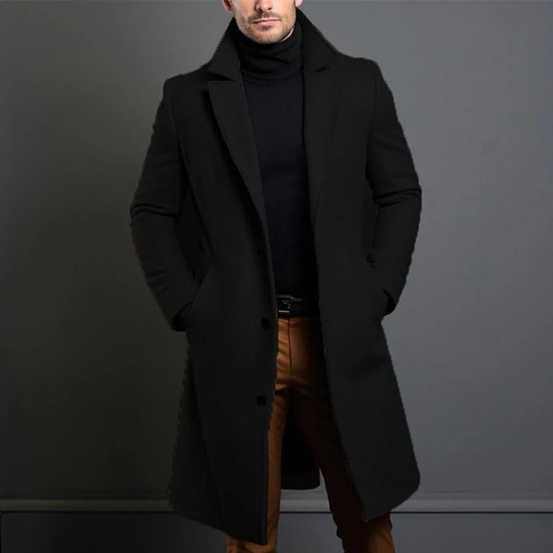Men's Custom Tailored Single-Breasted Coat - Notch Lapel Style