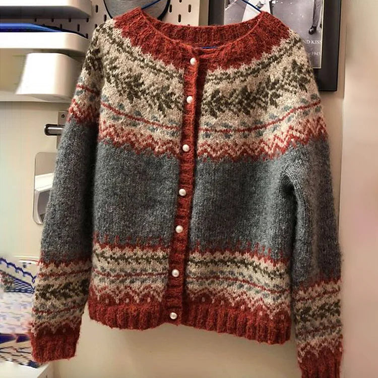 Vintage-inspirierter Strick-Cardigan in Grau für Damen | Emilia