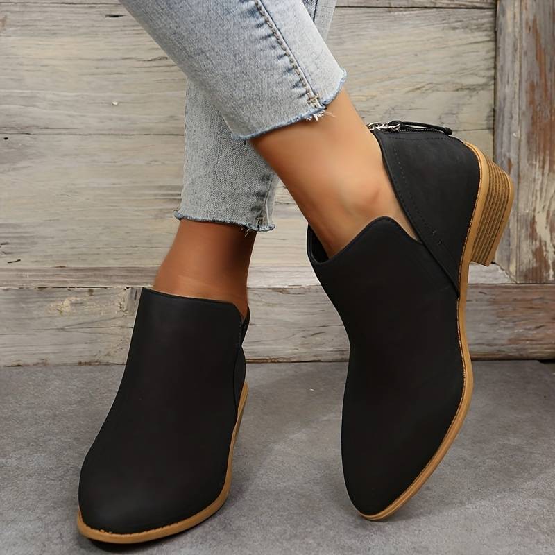 Botines clásicos para mujer - Tacón bajo y punta estrecha