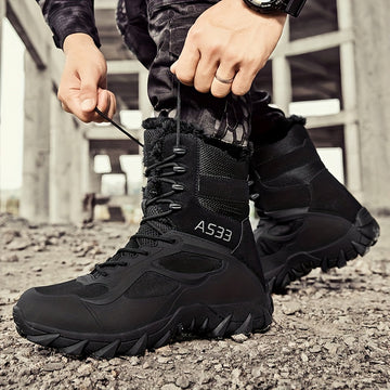 Botas de combate tácticas de cordones para hombre - Calzado con soporte para tobillo antideslizante