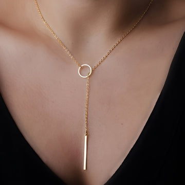 Dam Minimalistisk Lariat Halsband - Y-formad Droppstång