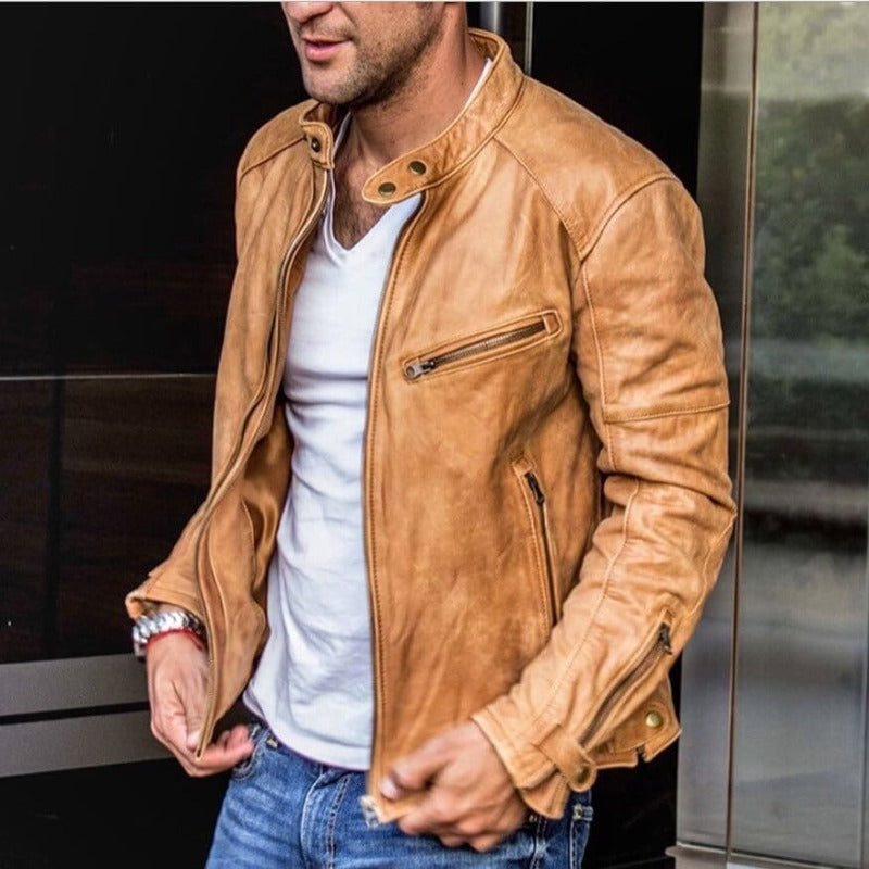 Men's leather jacket - Tailored biker style