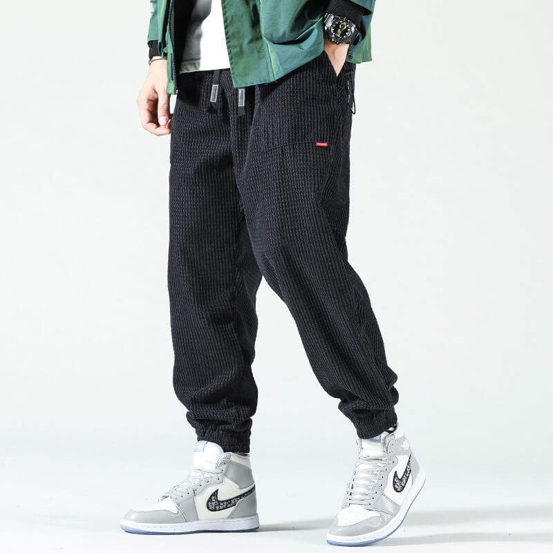 Men's Wide Corduroy Jogging Pants - Narrow Leg Opening
