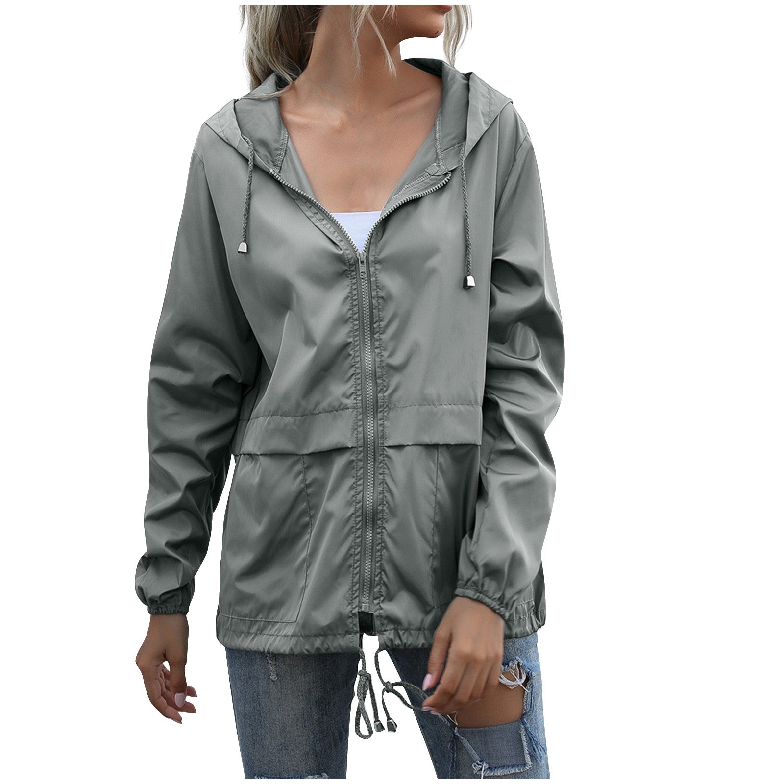 Women's Hooded Waterproof Jacket - Comfortable Outerwear