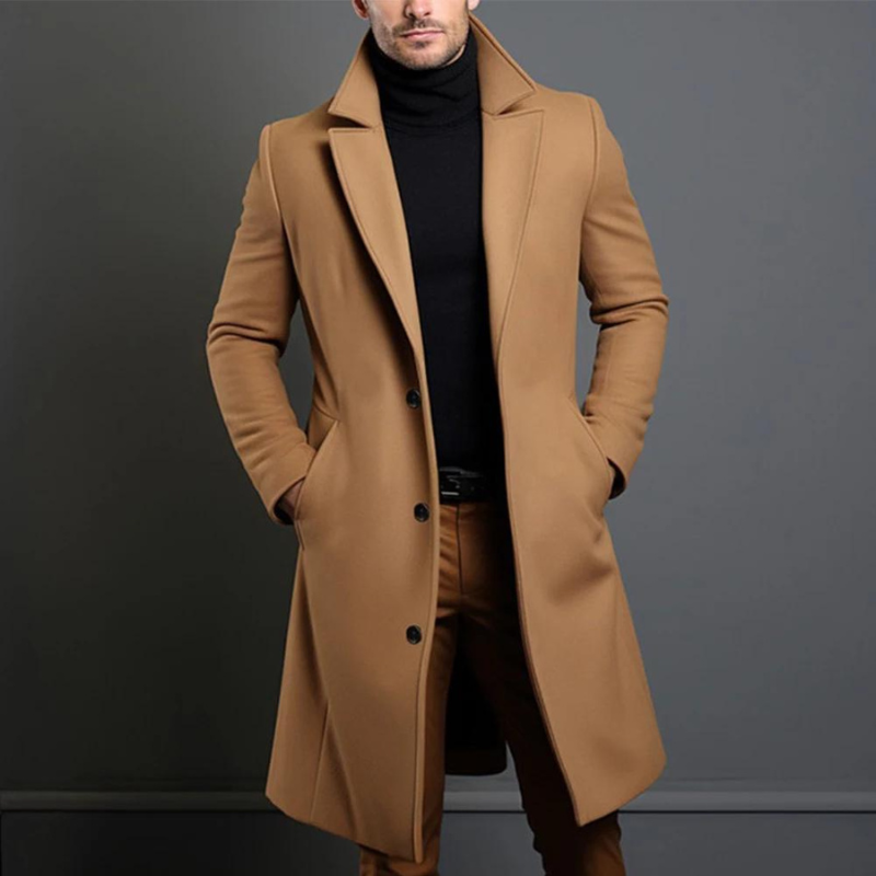 Men's Custom Tailored Single-Breasted Coat - Notch Lapel Style