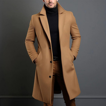 Men's Custom Tailored Single-Breasted Coat - Notch Lapel Style