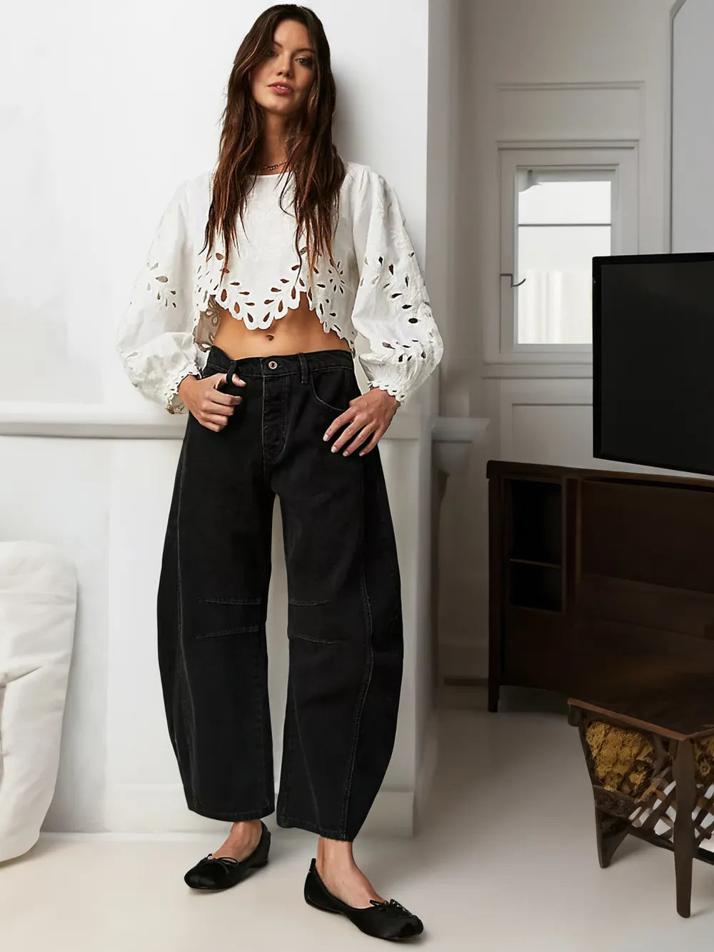 Damen-Jeans mit weitem Bein - Hohe Taille & Lockere Passform