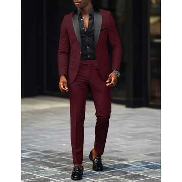 Traje de hombre de una sola fila - Chaqueta con solapa de chal y pantalón