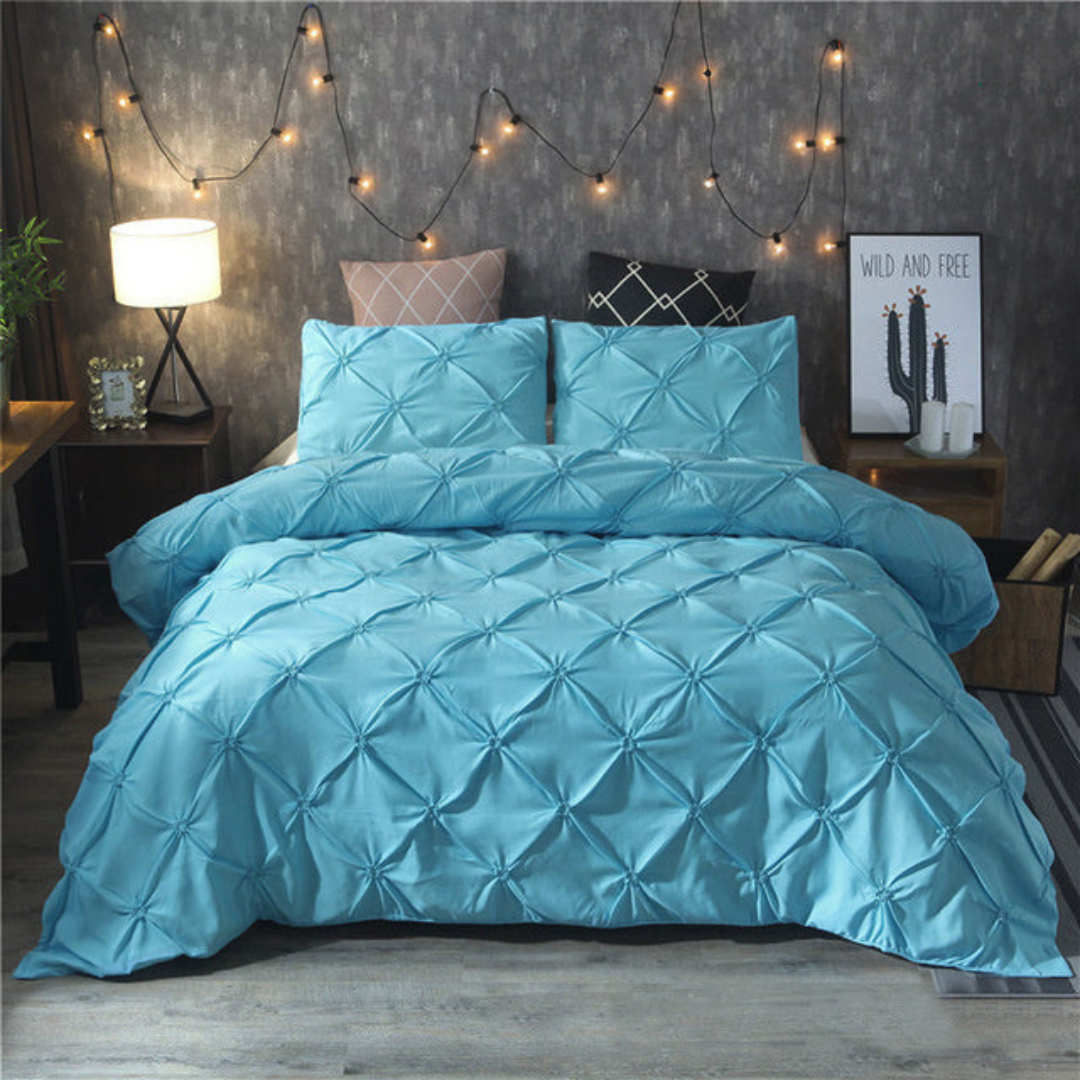 Bedding Set Ruched Look - Diamond Pleats Design