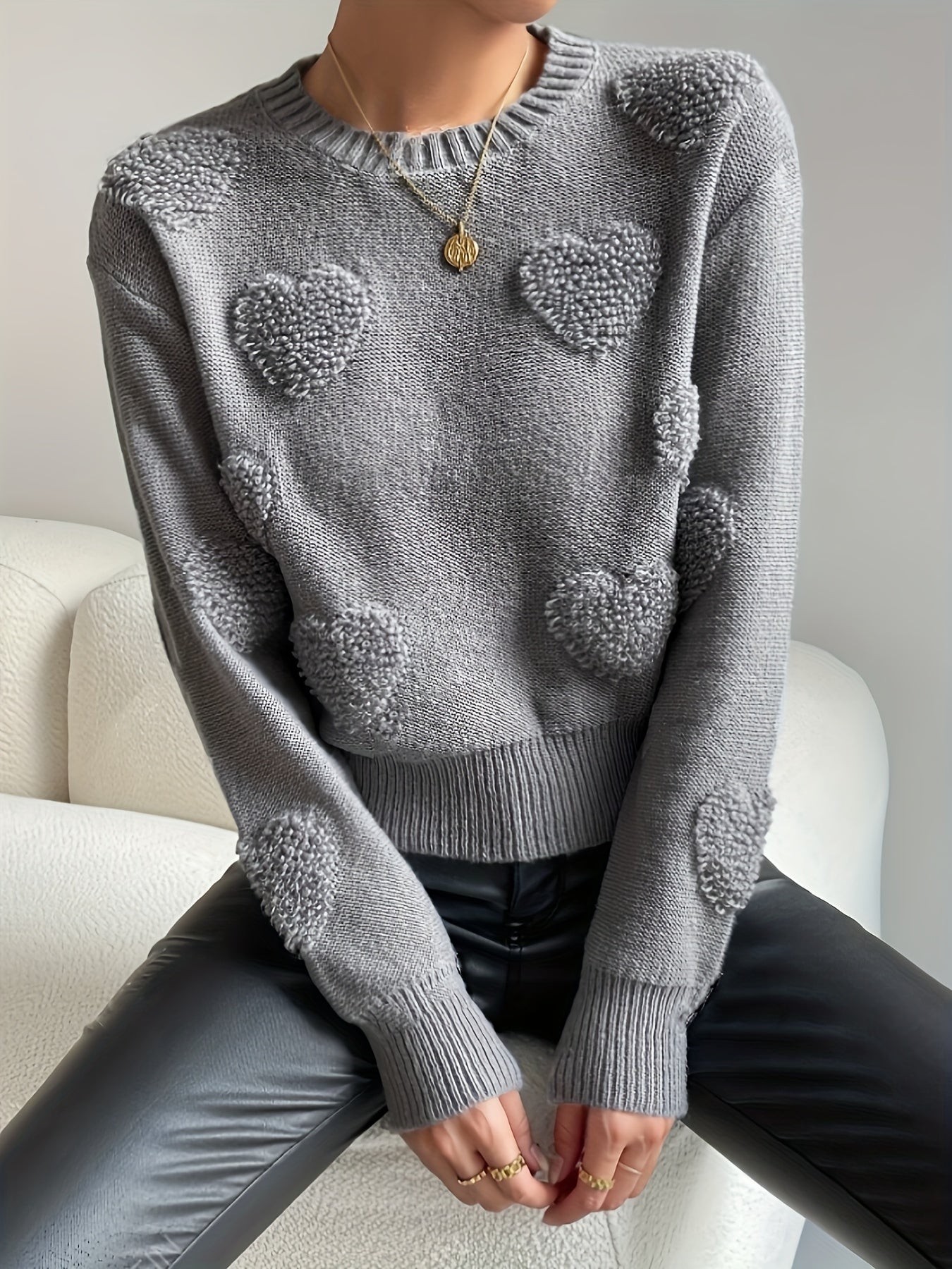 Eleganter Strickpullover mit Herzmuster für Damen | Alessia