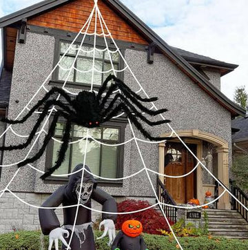 Halloween Juego de decoración de telaraña gigante - Para exteriores y resistente a la intemperie