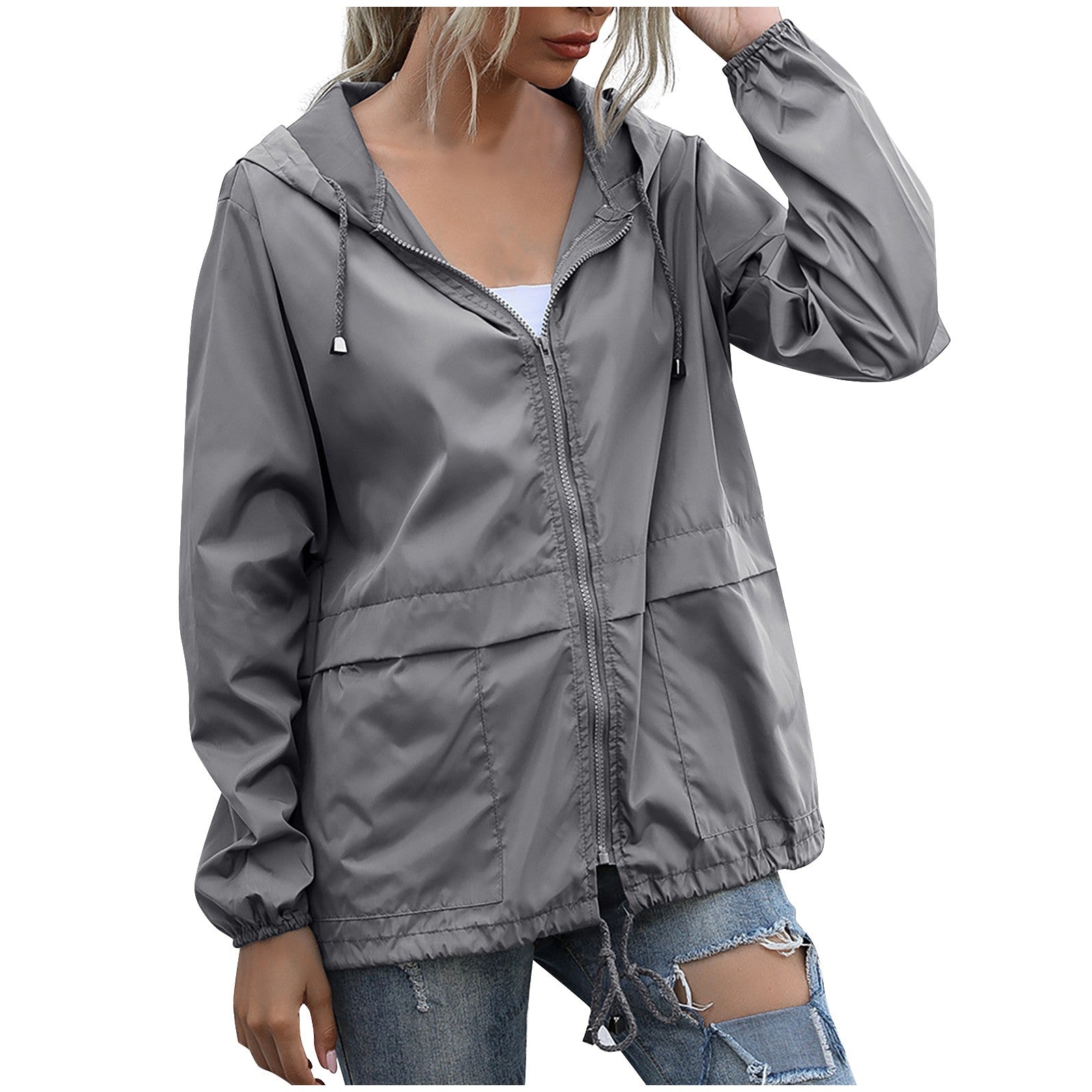 Women's Hooded Waterproof Jacket - Comfortable Outerwear