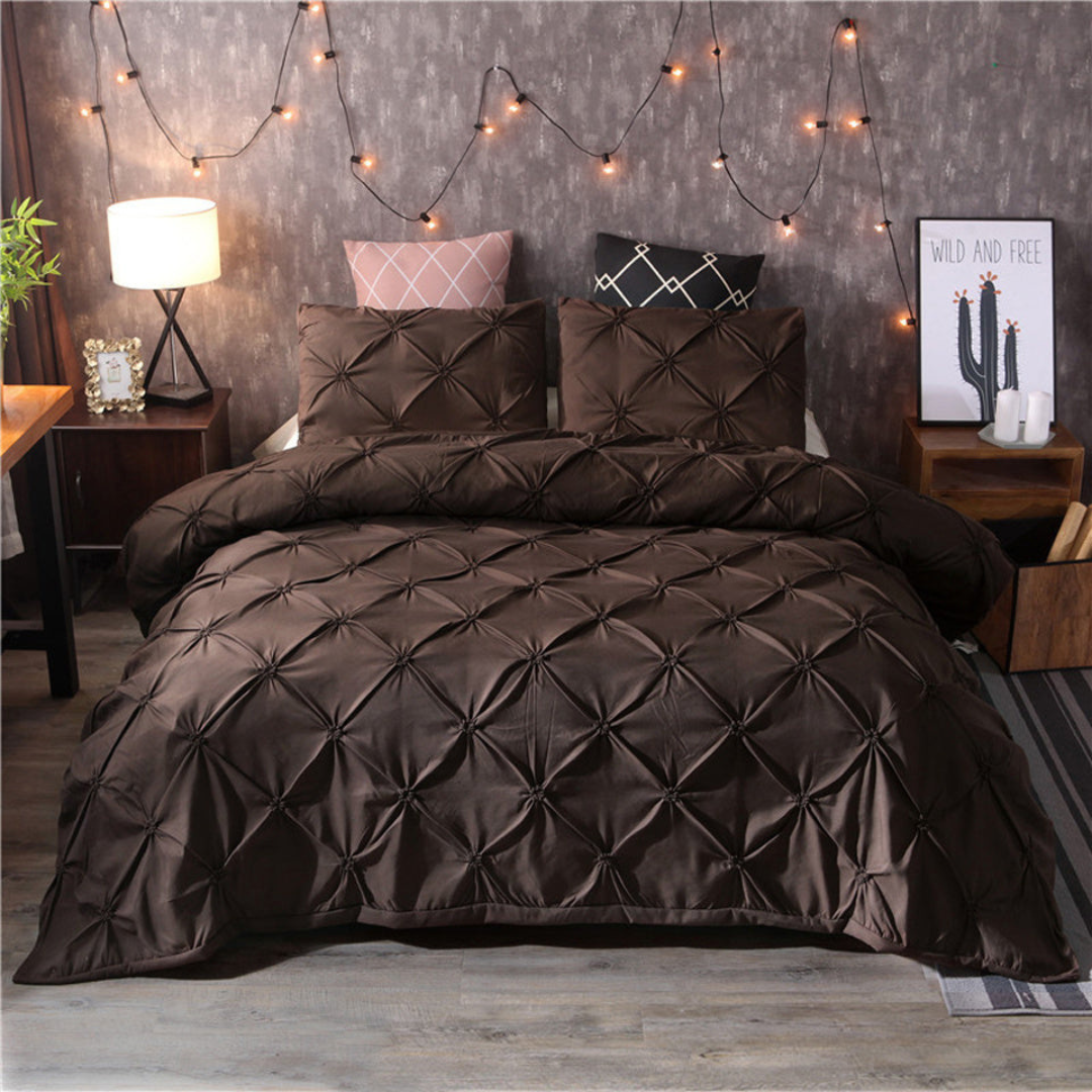 Bedding Set Ruched Look - Diamond Pleats Design