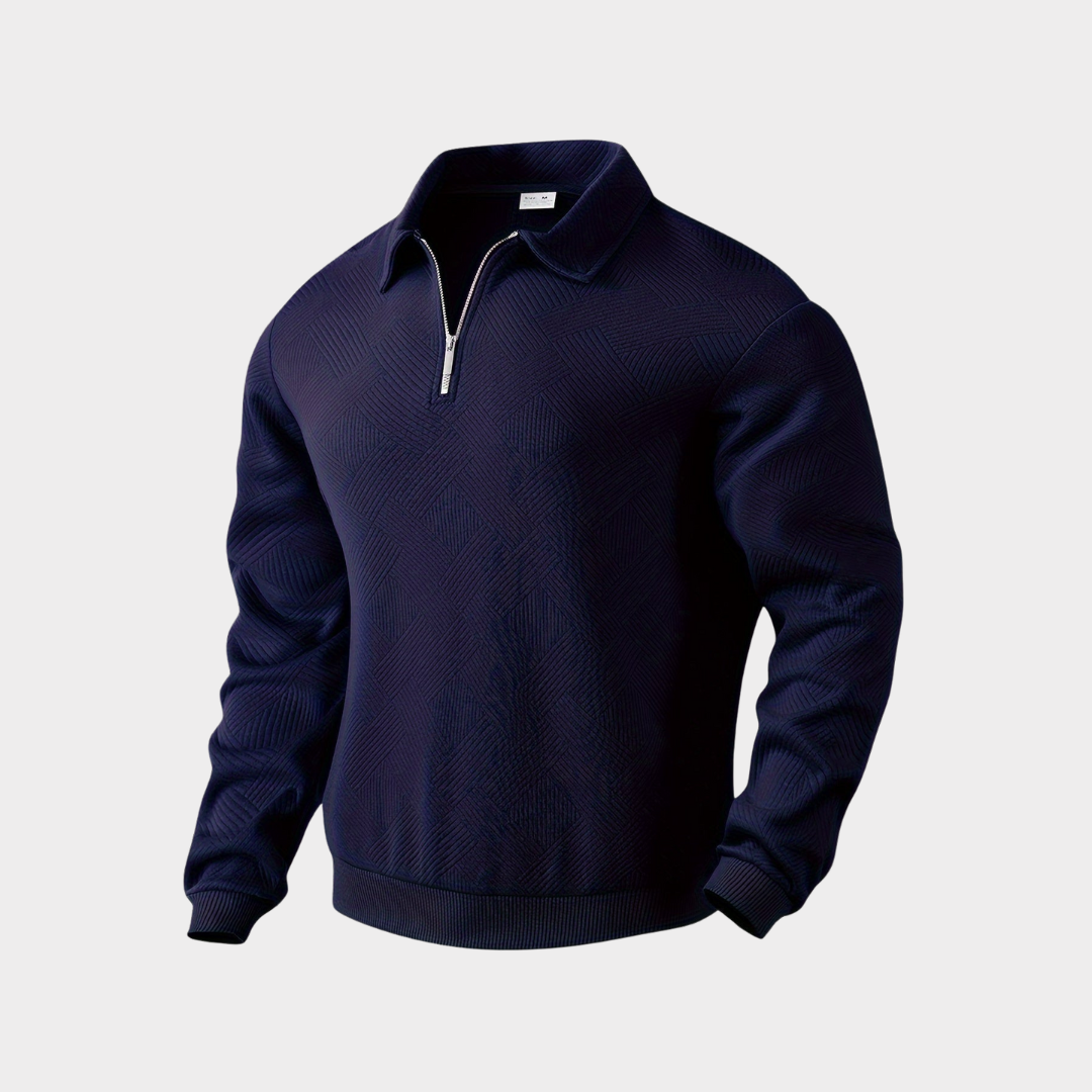 Herren Pullover mit Viertel-Reißverschluss - Geometrisches Design