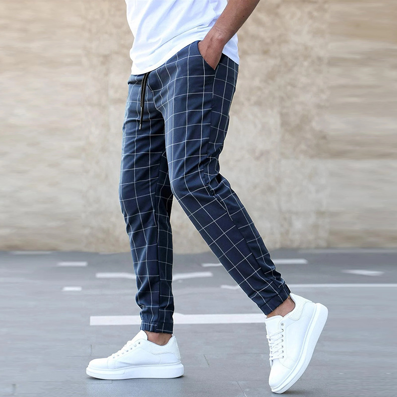 Stilvolle Skinny Karomuster-Langhose für Herren