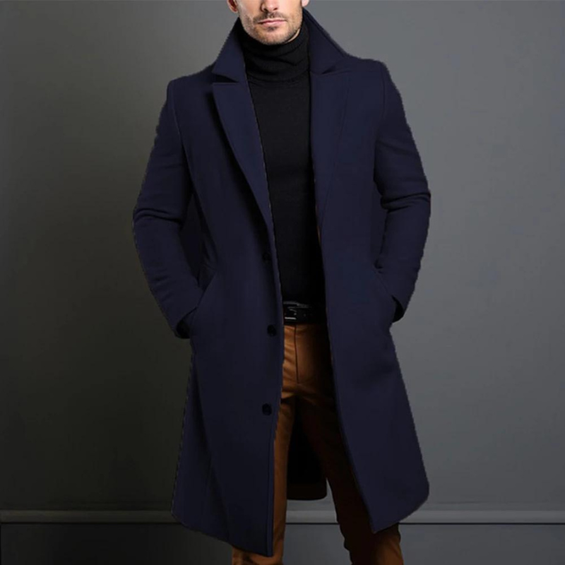 Men's Custom Tailored Single-Breasted Coat - Notch Lapel Style