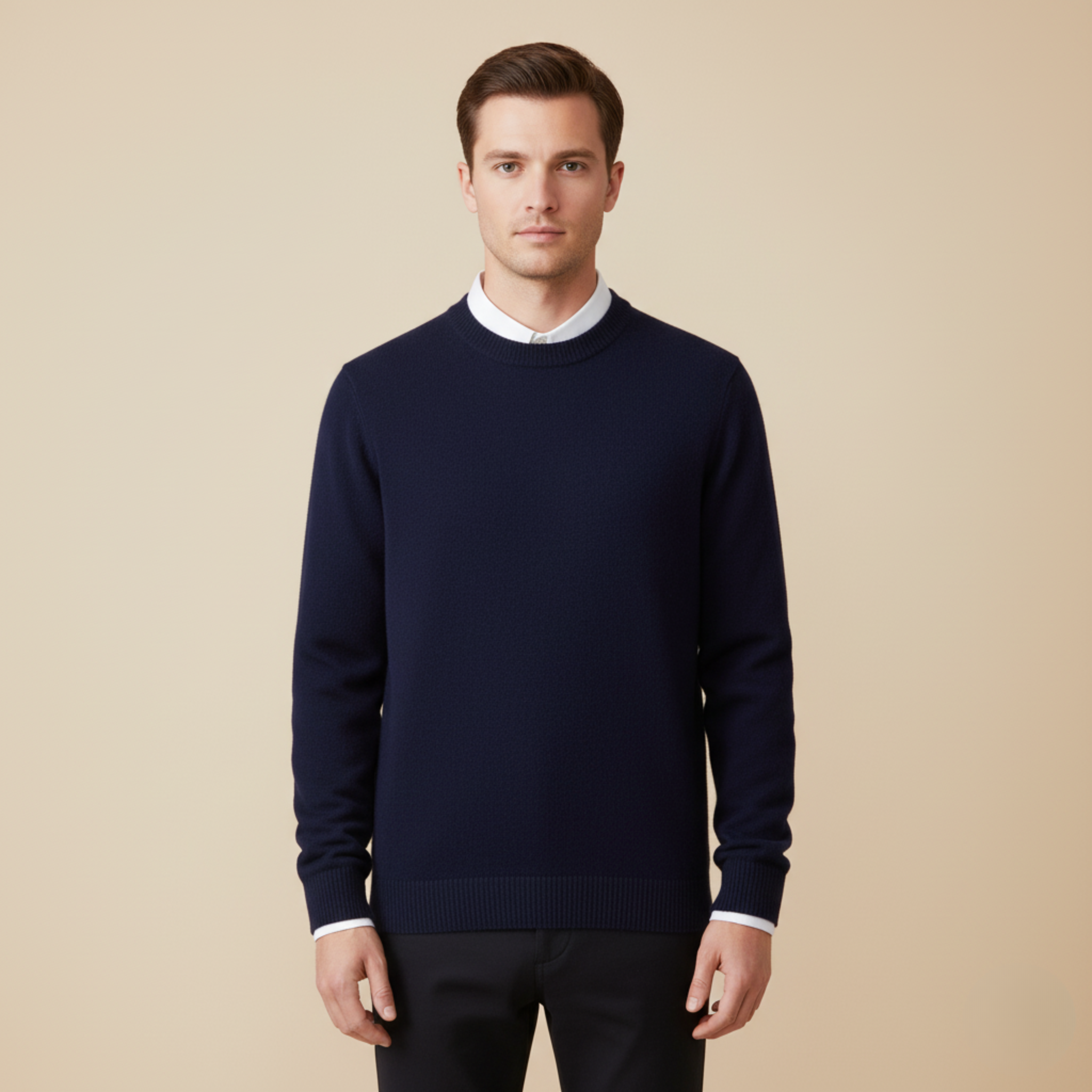 Herren Weicher Kaschmir Pullover - Gestrickter Rundhalsausschnitt