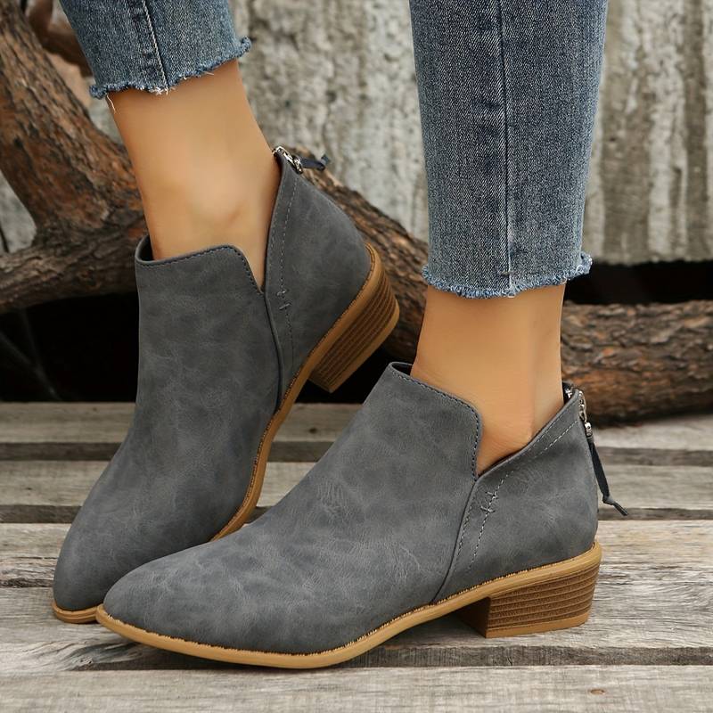 Botines clásicos para mujer - Tacón bajo y punta estrecha