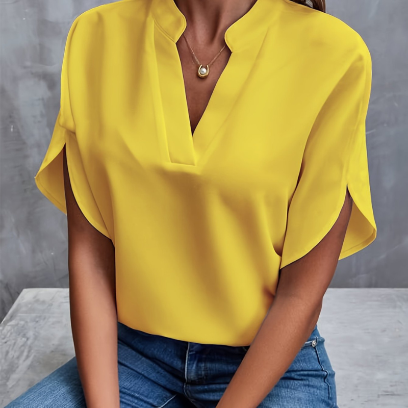 Women's Blouse - Petal Sleeves with V-Neckline