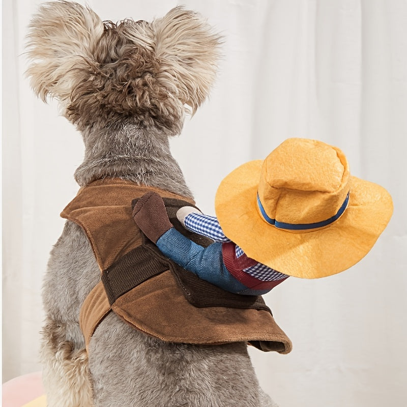 Hunde- & Katzen-Cowboy-Reiter-Haustierkostüm - Sattelfigur Halloween Outfit