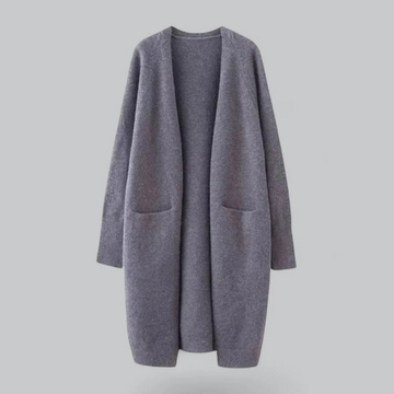 Chaqueta de punto casual abierta frontal para mujer | Larga
