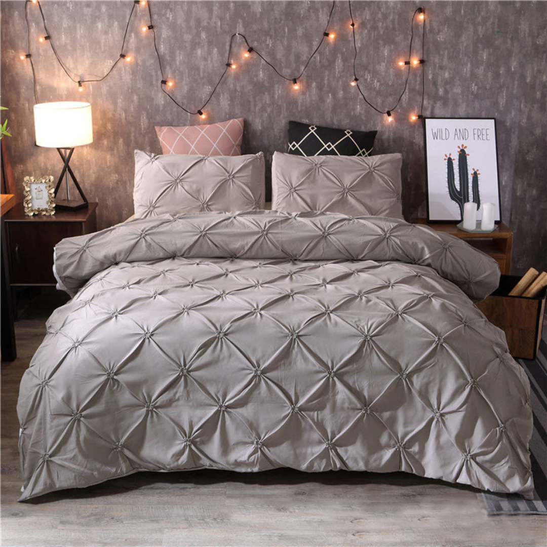 Bedding Set Ruched Look - Diamond Pleats Design