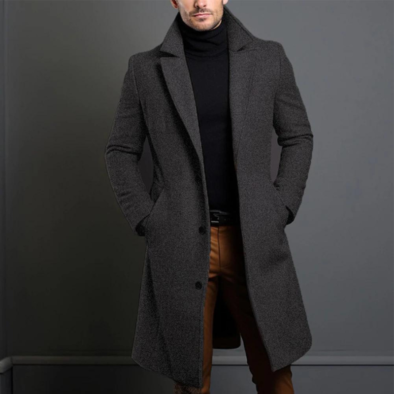 Men's Custom Tailored Single-Breasted Coat - Notch Lapel Style