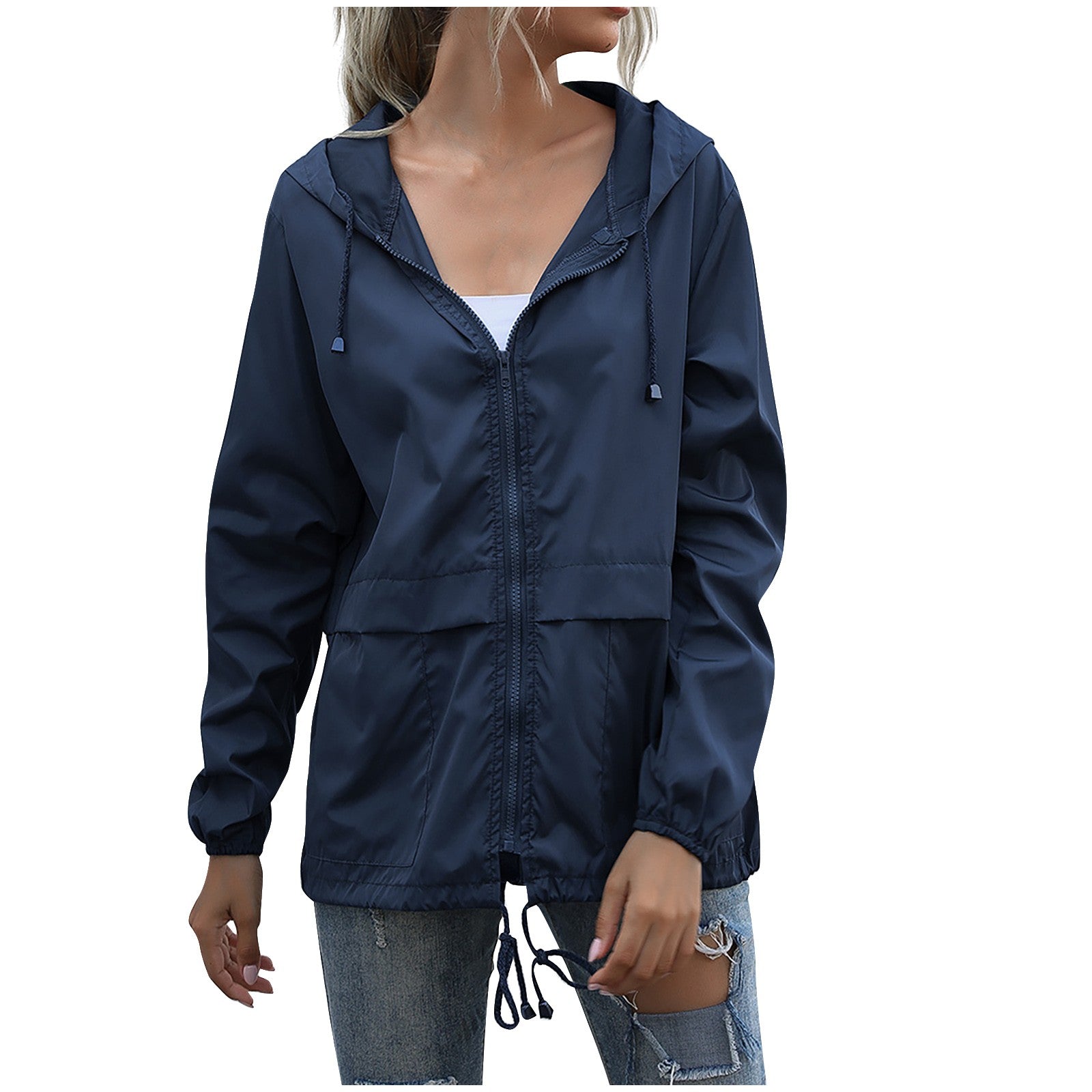 Women's Hooded Waterproof Jacket - Comfortable Outerwear
