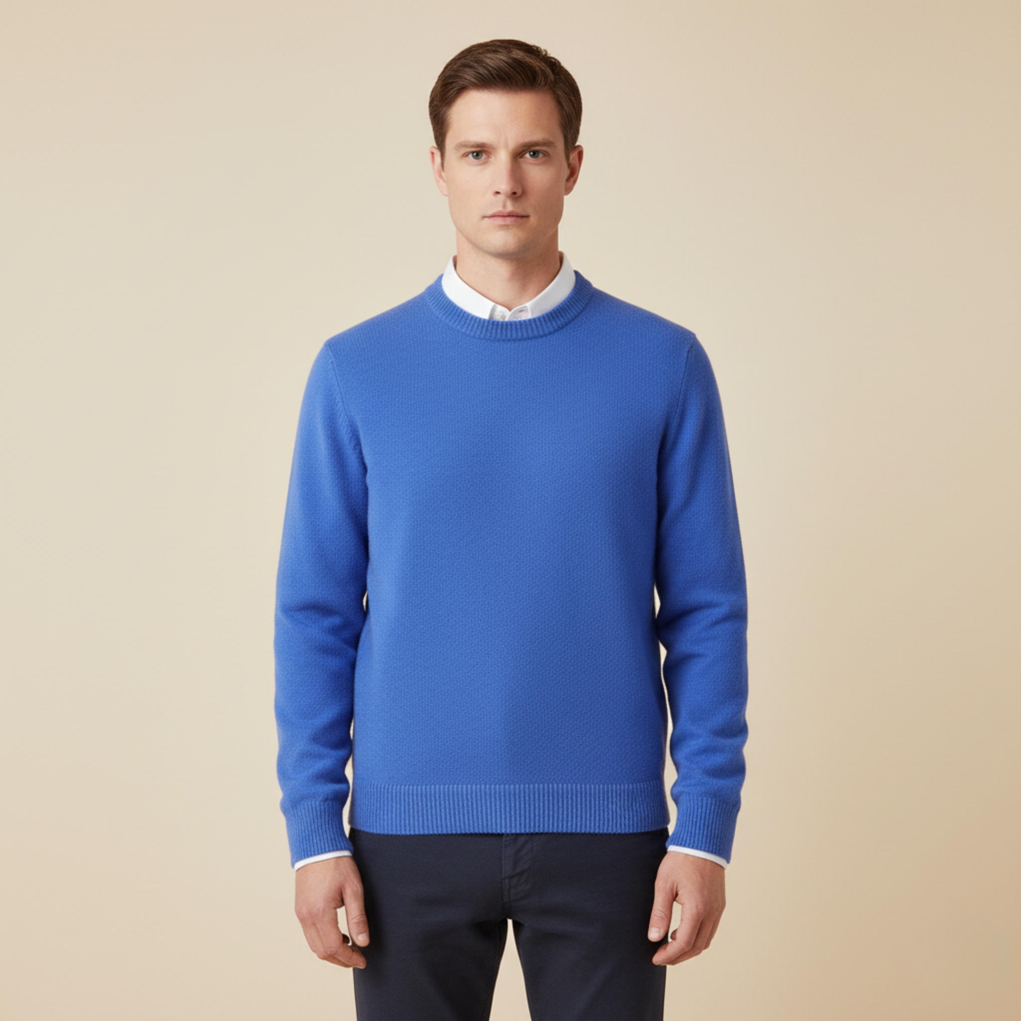 Herren Weicher Kaschmir Pullover - Gestrickter Rundhalsausschnitt