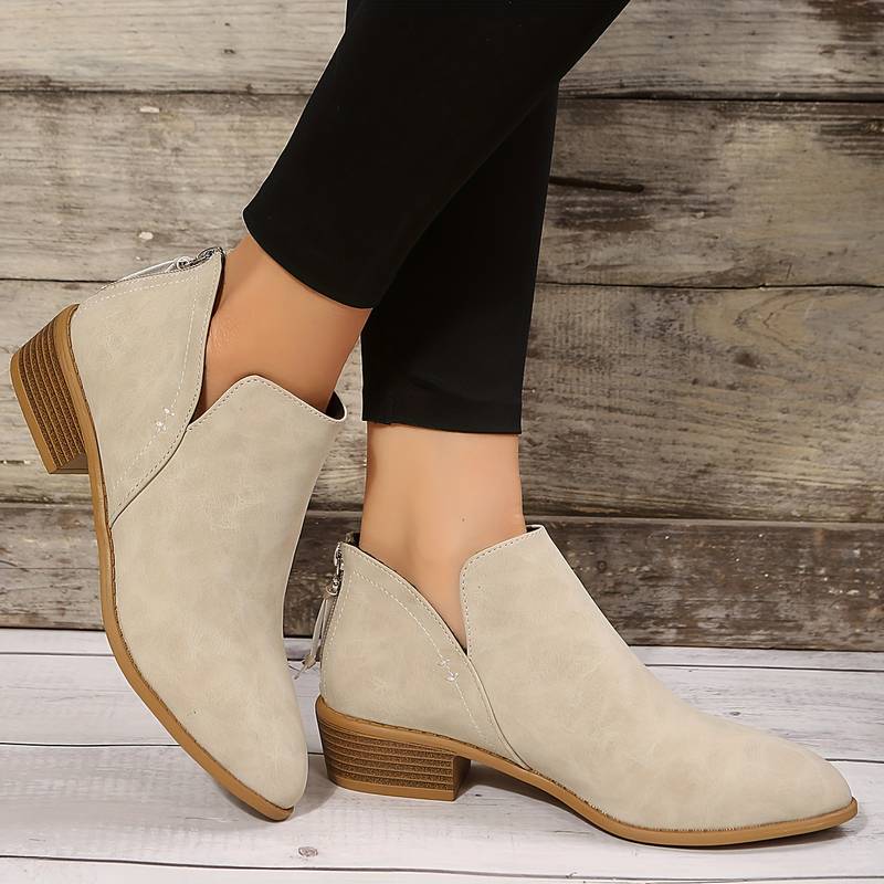 Botines clásicos para mujer - Tacón bajo y punta estrecha