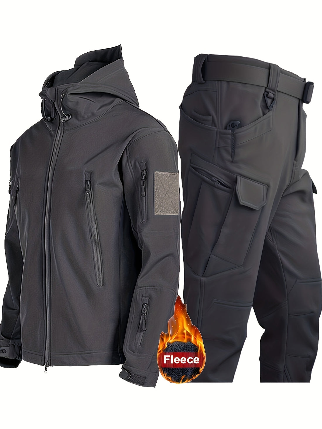 Conjunto térmico para exteriores para hombre – chaqueta con múltiples bolsillos y pantalón cargo