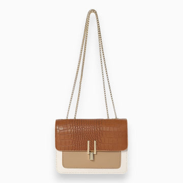 Damen Handtasche mit Krokodilmuster – Quadratisches Klappdesign