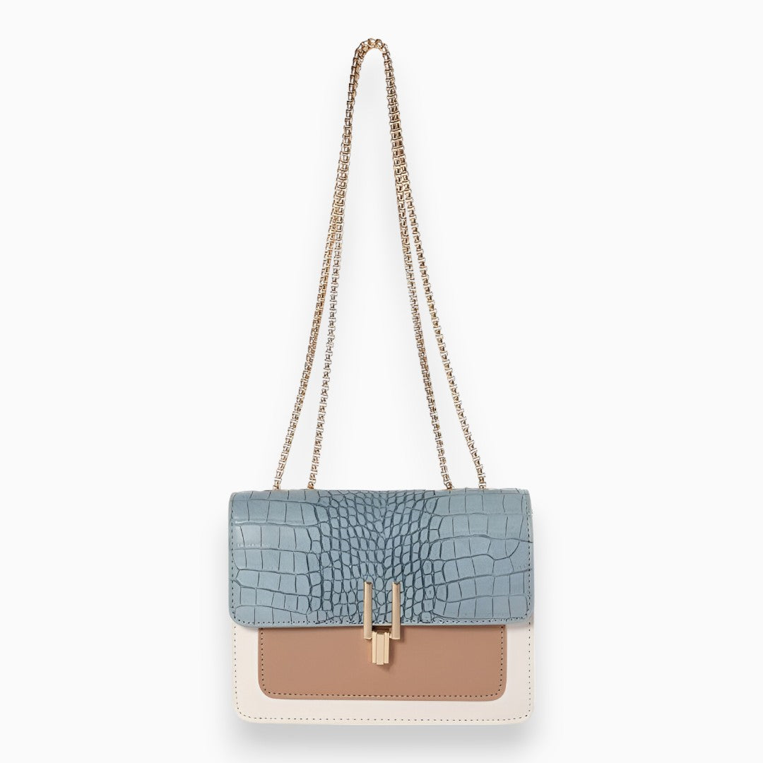 Damen Handtasche mit Krokodilmuster – Quadratisches Klappdesign