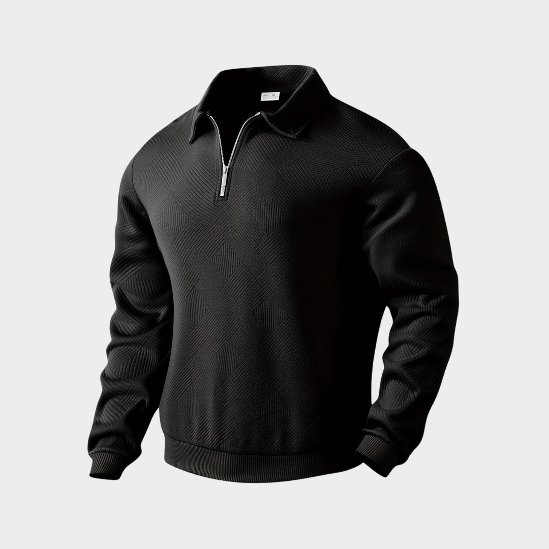 Herren Pullover mit Viertel-Reißverschluss - Geometrisches Design