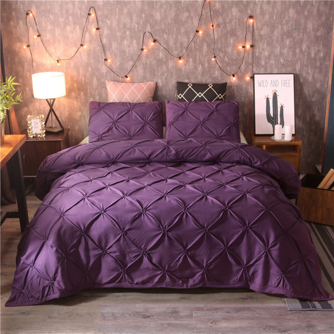 Bedding Set Ruched Look - Diamond Pleats Design