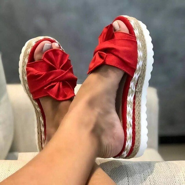Damen Espadrille-Sandalen - Offene Zehenpartie mit Schleifendetail