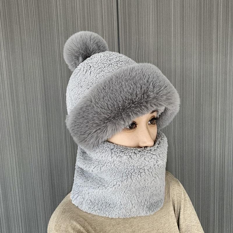 Dam Stickad Vinter Balaklava Mössa - Ansiktsmask & Halsduk