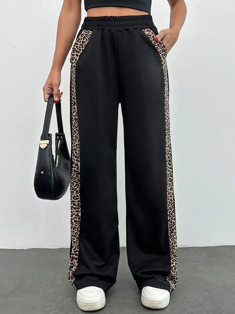 Damen Leoparden-Print-Jogger - Weite Passform Stil