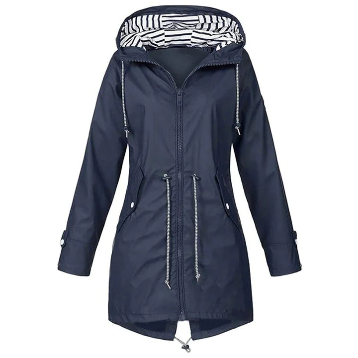 Women's Long Waterproof Jacket - Hooded Outdoor Clothing