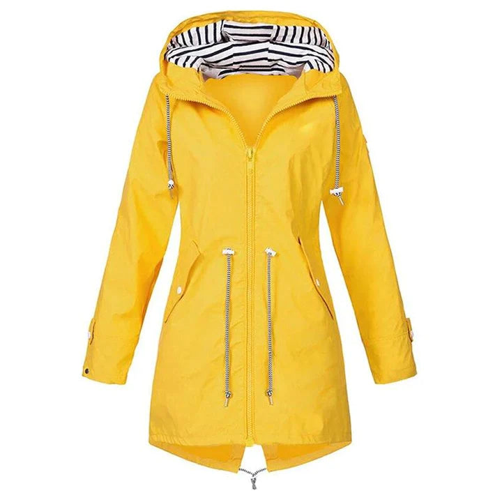 Women's Long Waterproof Jacket - Hooded Outdoor Clothing