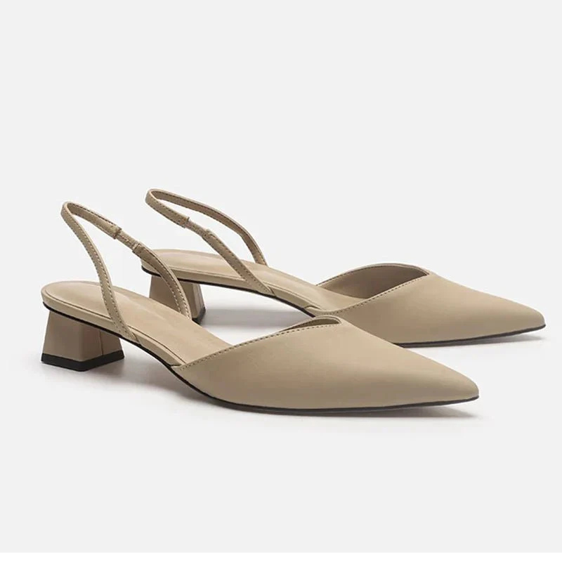 Sandalias Slingback para Mujer - Punta Fina con Tacones de Bloque