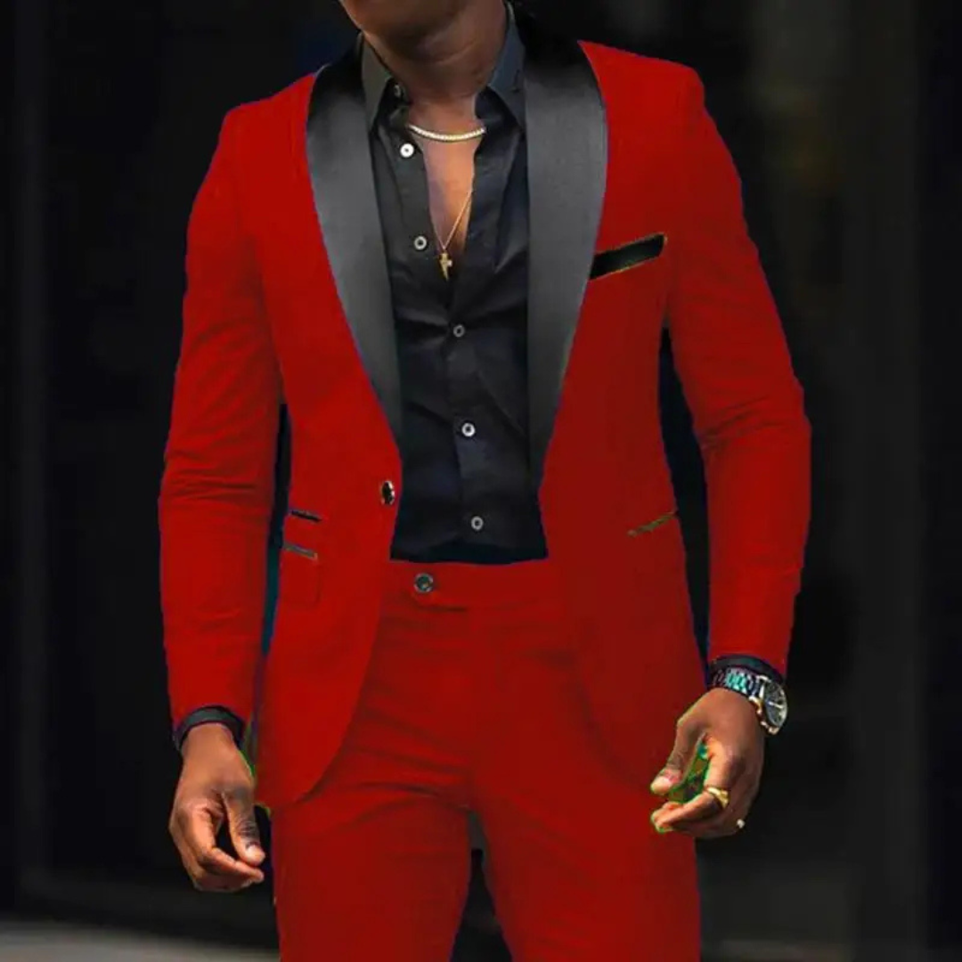 Men's 2-Piece Suit Set - Slim Fit with Black Shawl Lapel