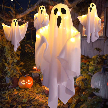 Beleuchtete Weiße Hängende Geist Requisite - Halloween Außen Dekoration